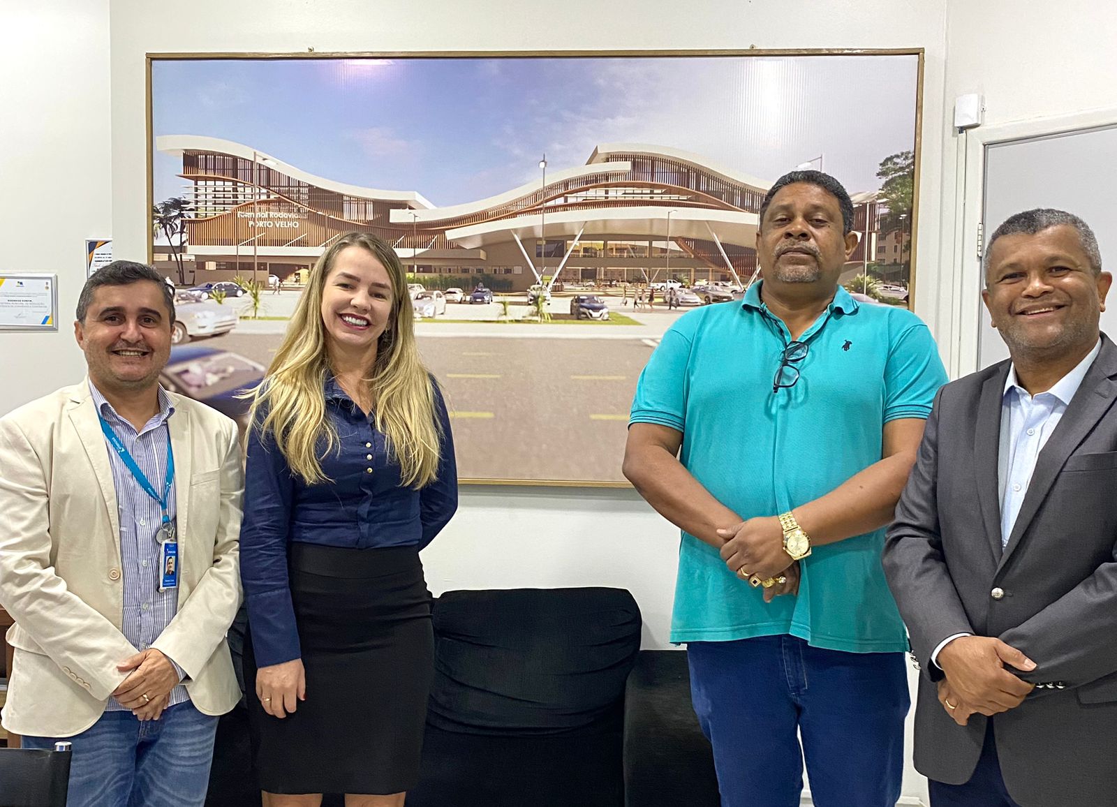 Juscelino Amaral  Diretor de Relação Institucional, Secretária Rosineide Kempim, Fabiano Costa Assessor de Relação Institucional, e Eronildo Gomes Secretário Adjunto